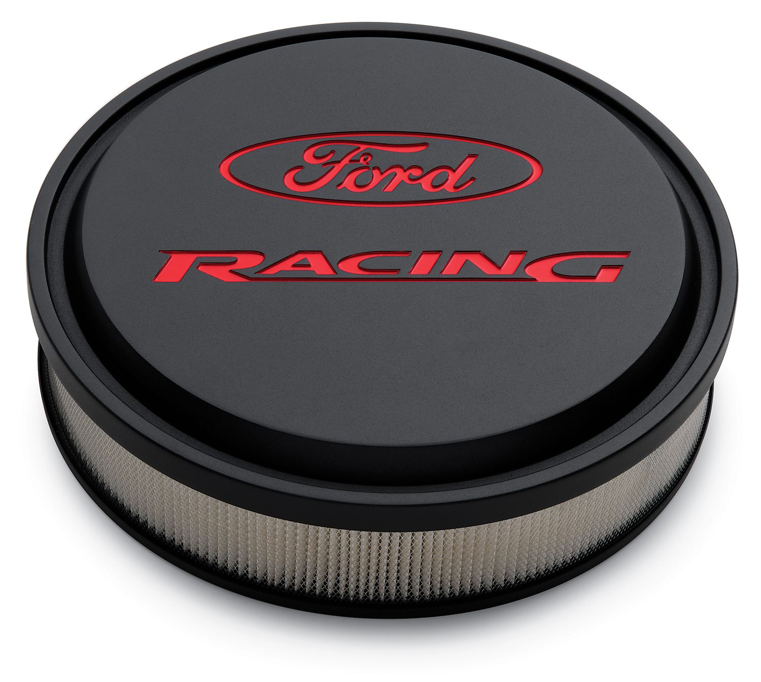 Ford Racing Slant Edge Alumimum Air Cleaner Kit Black Crinkle, Recessed Emblems