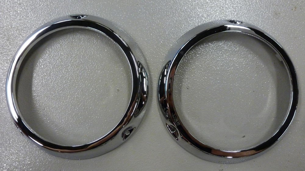 1966-1970 Ford Bronco Headlight Trim Rings, Chrome Pair