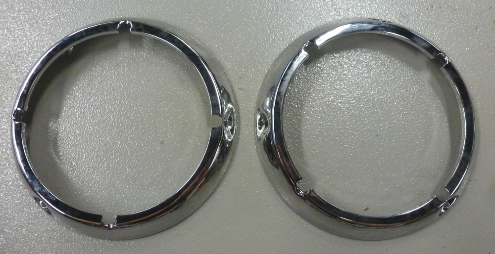 1971-1977 Ford Bronco Headlight Trim Rings, Chrome Pair