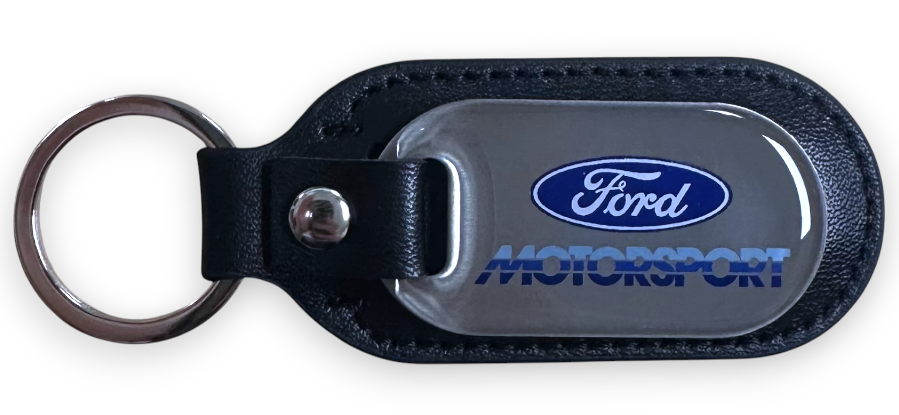Ford Motorsport Stainless Steel & Leather Keychain