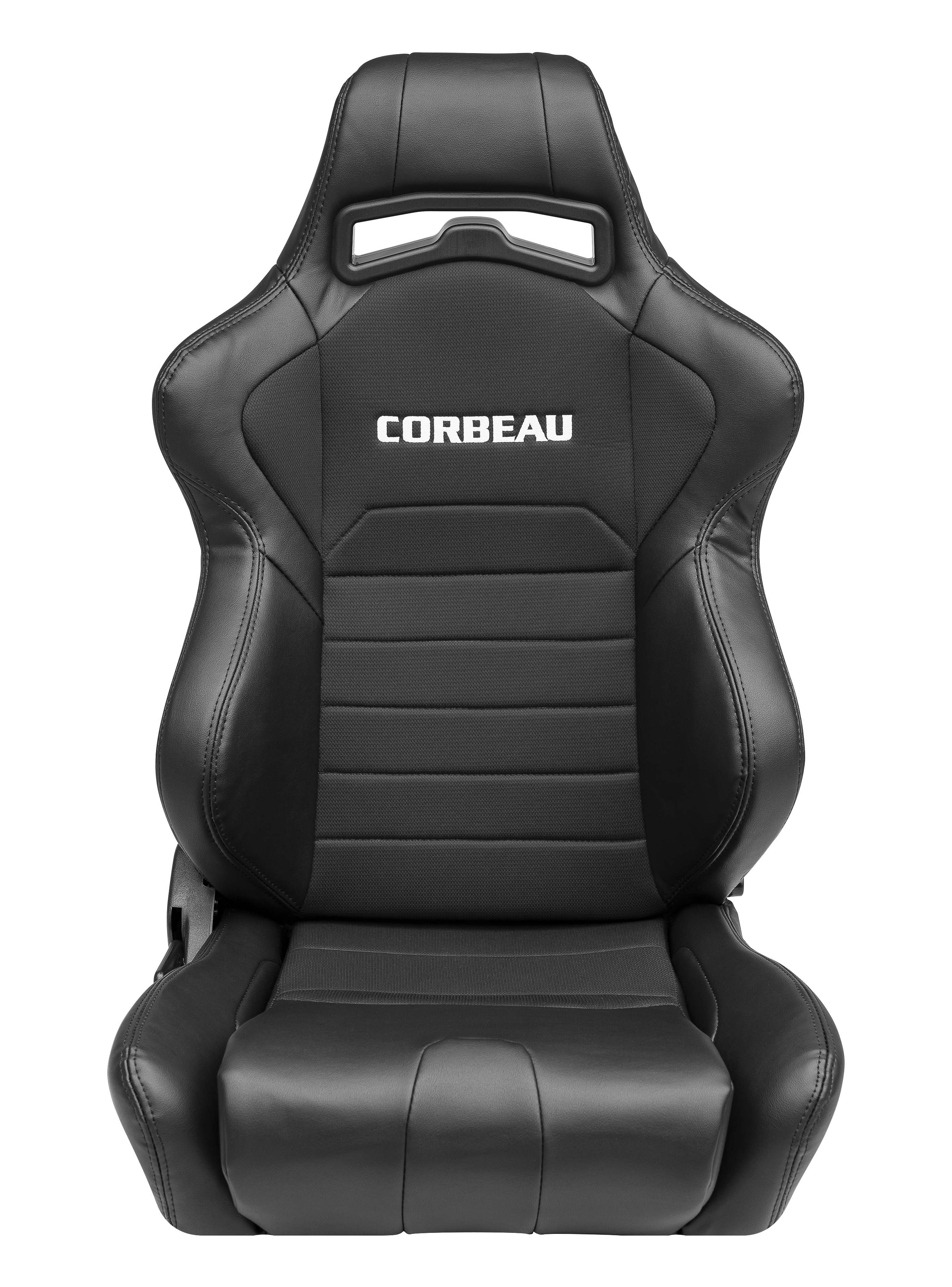 Corbeau LG1 Black Vinyl/Cloth - Reclining Seats - PAIR