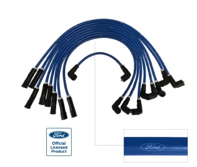 360/390/428 Blue 8mm Ford Logo Spark Plug Ignition Wires