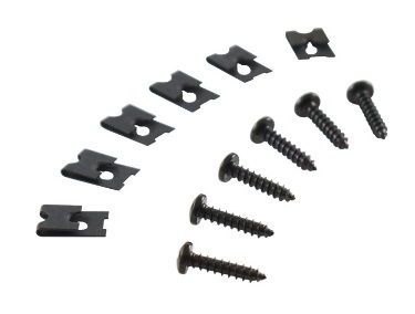 66-77 Bronco Headlight Trim Door Screws & Clip Set Black (12 Piece Kit)