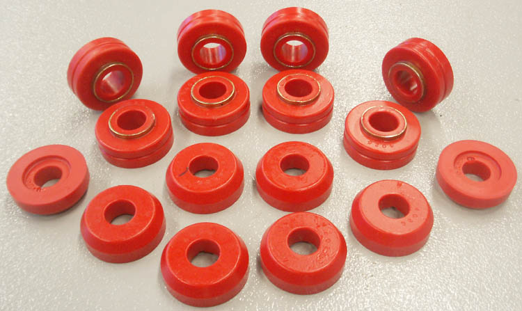 Bronco Polyurethane Body Mount Bushings, Red