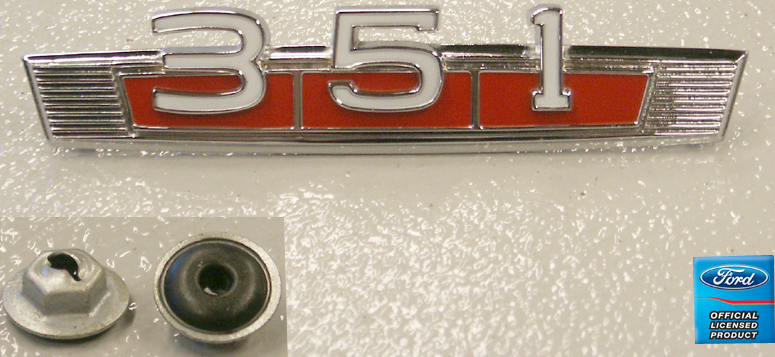 1966-1977 Ford Bronco 351 Emblem, Red