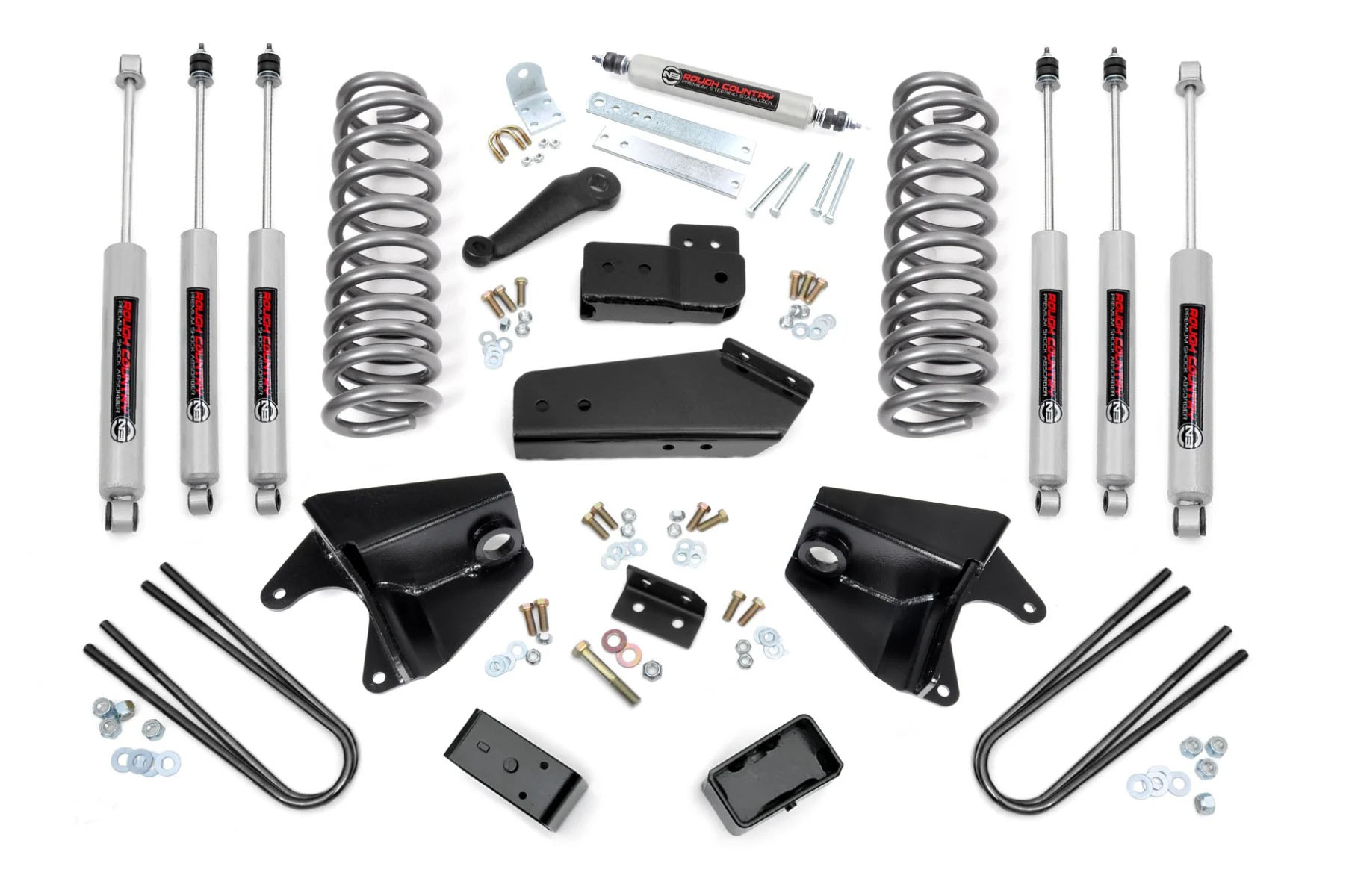 80-96 4wd F150 4 Inch Lift Kit w/Blocks - Rough Country Suspension