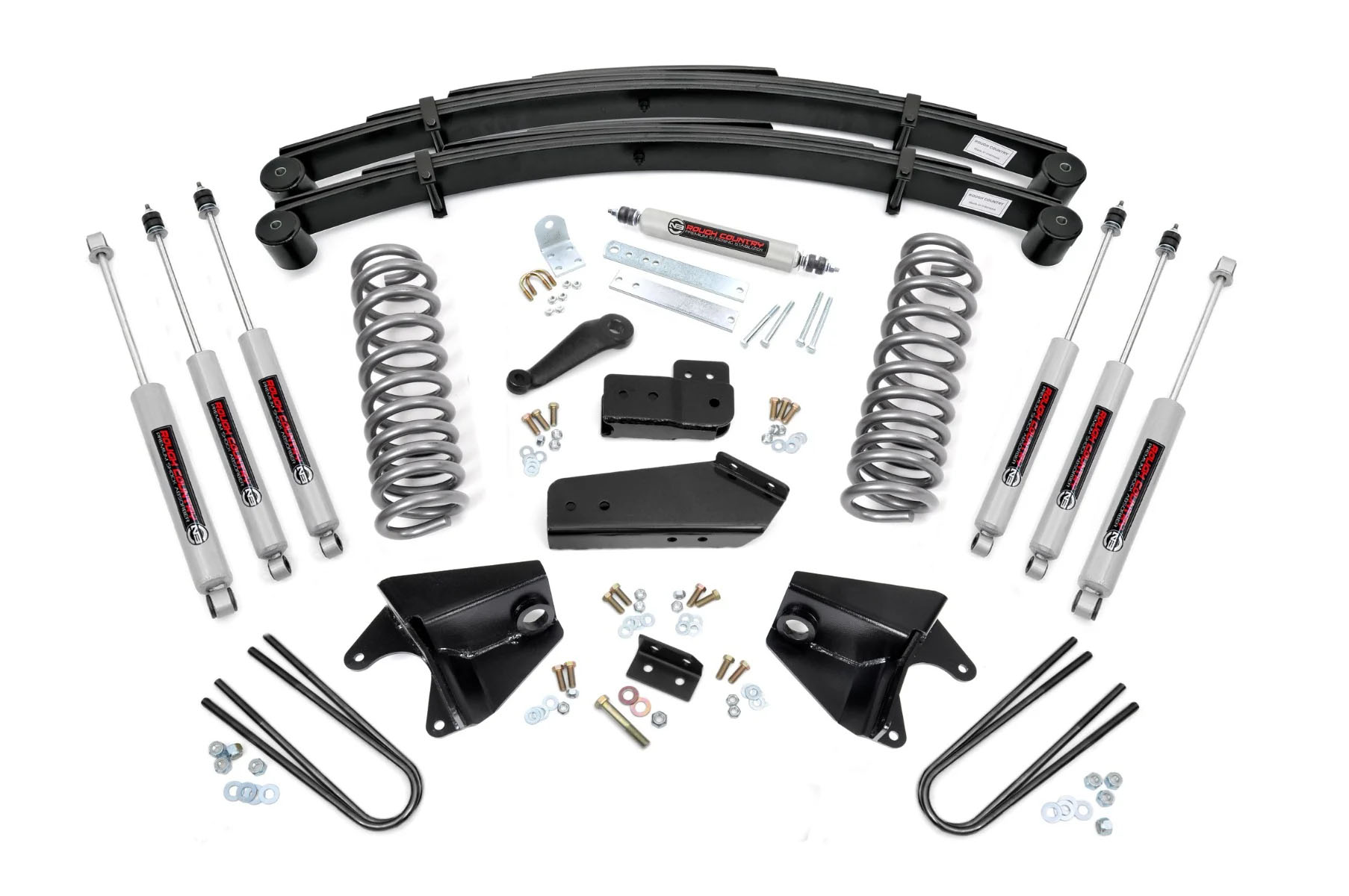 80-96 Bronco 4 Inch Lift Kit w/Leafs - Rough Country Suspension