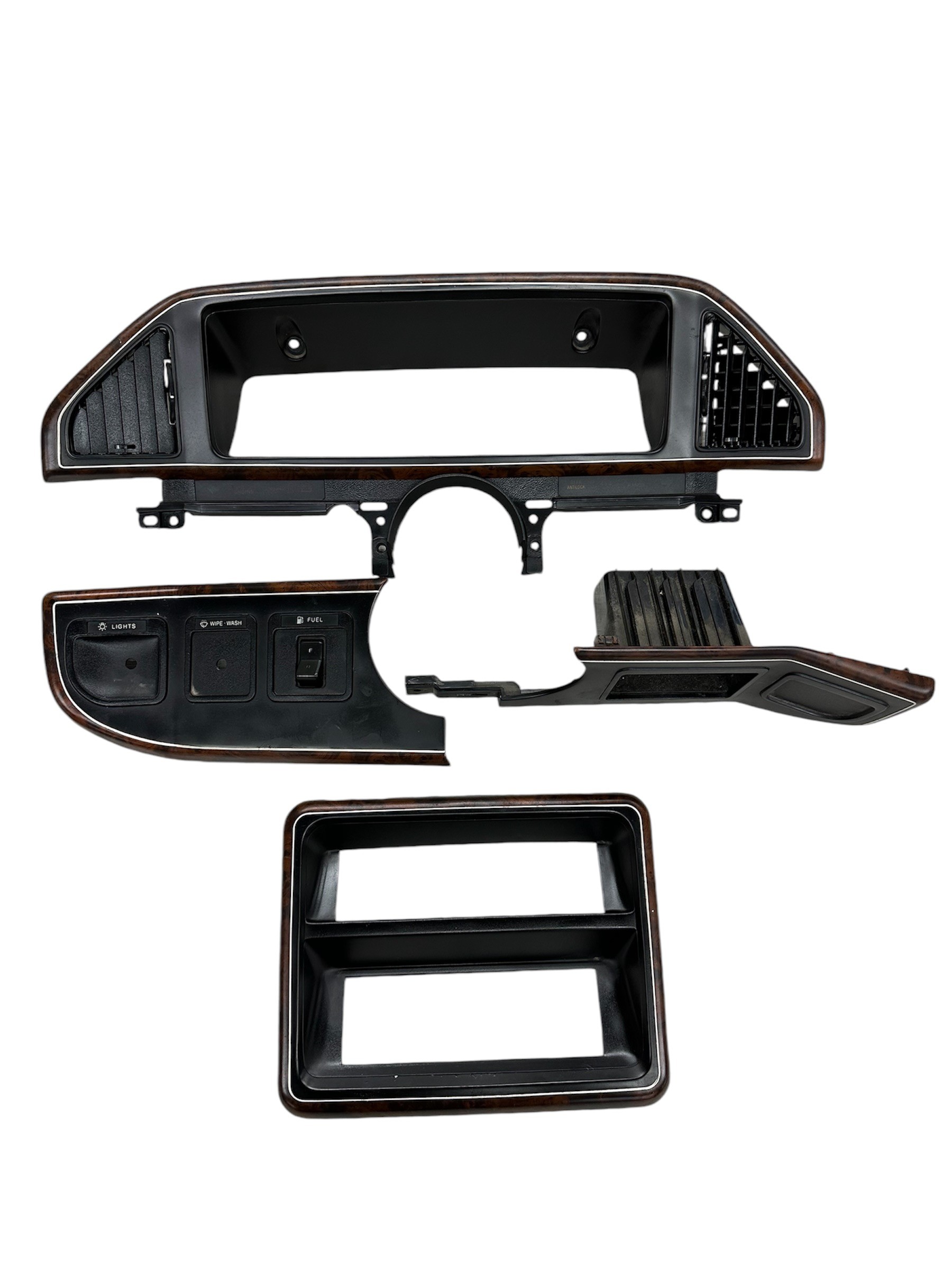 1987-91 Ford Bronco/F-Series Instrument Cluster,Radio 2 Lower Bezel Woodgrain Set