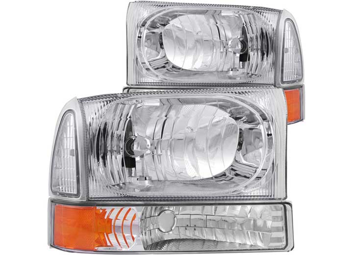 1999-04 Ford Super Duty Crystal Chrome Headlights w/Corner Lights - PAIR