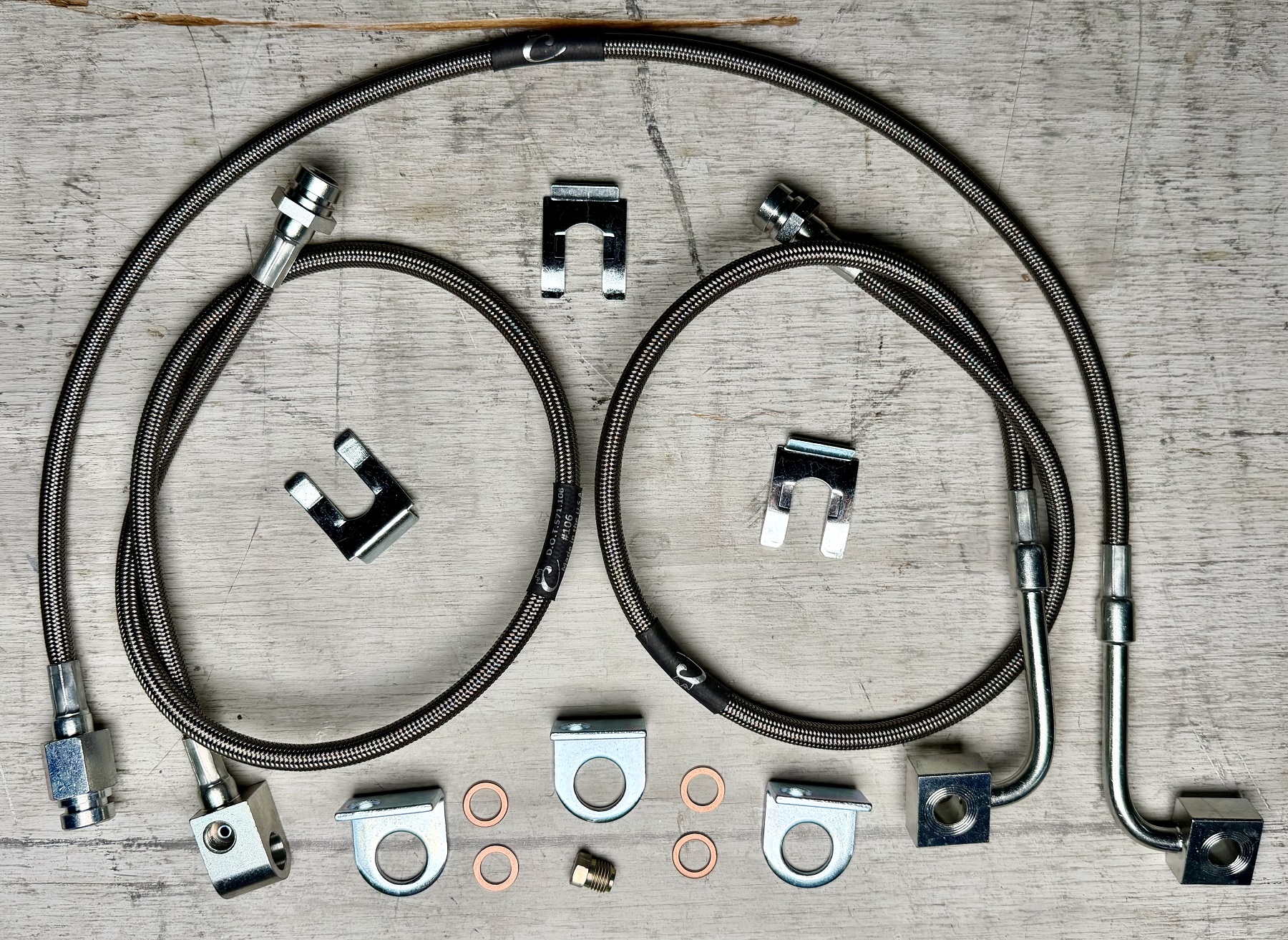 1995-1997 Ford F250, F350 Braided Stainless Steel Extended Front  and Rear Axle Hoses