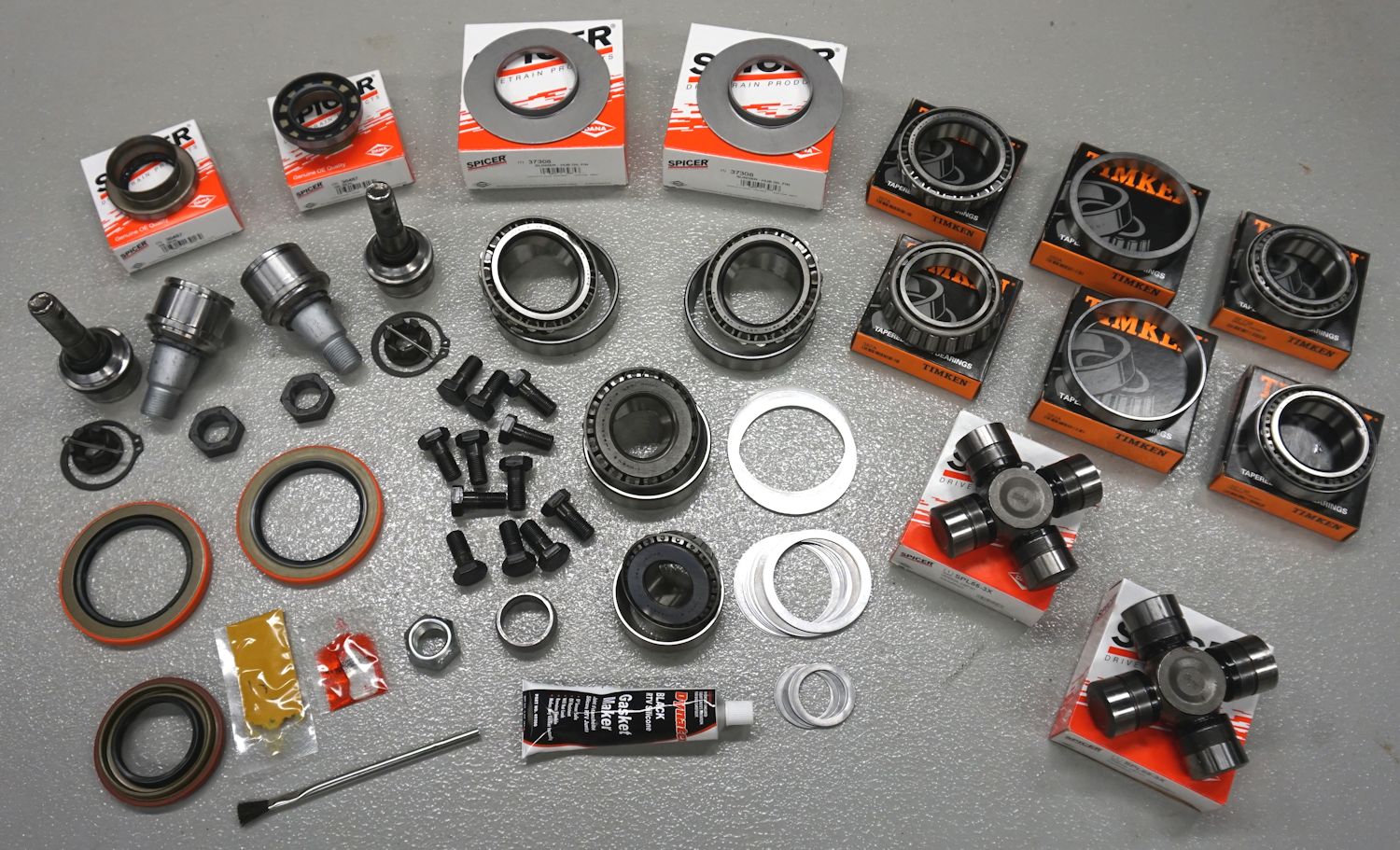 1992-98 D60 Complete Axle Bearing & Seal Kit, Timken Bearings
