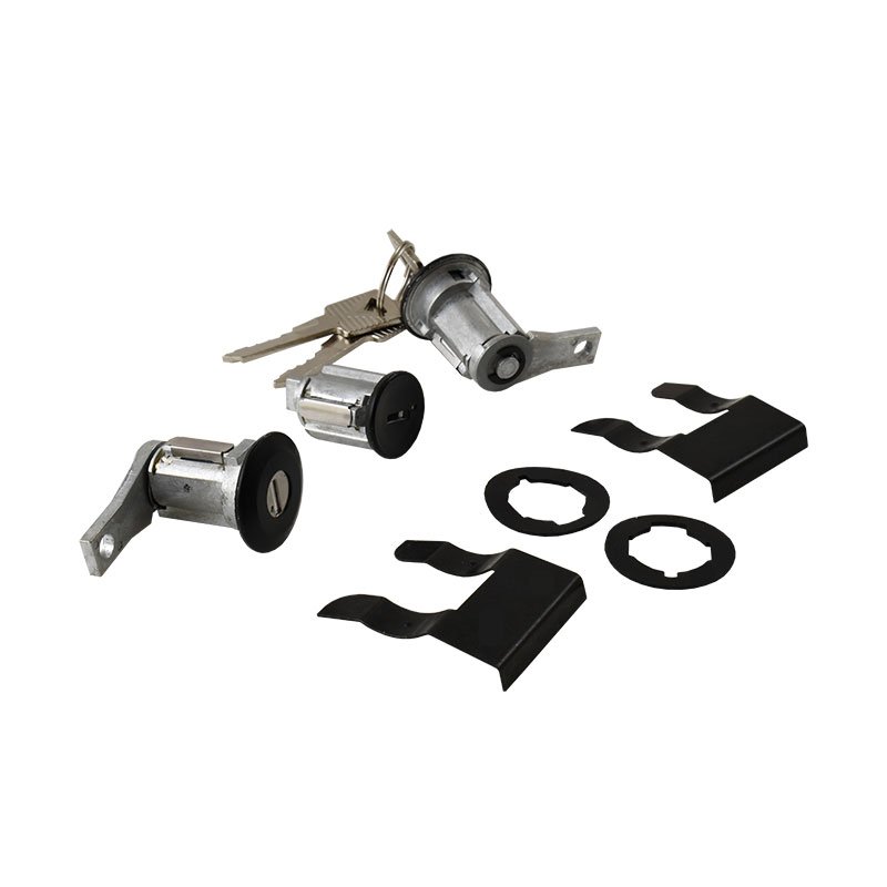 1966-67 Ford Bronco Ignition & Door Lock Cylinder Set w/ Black Bezels