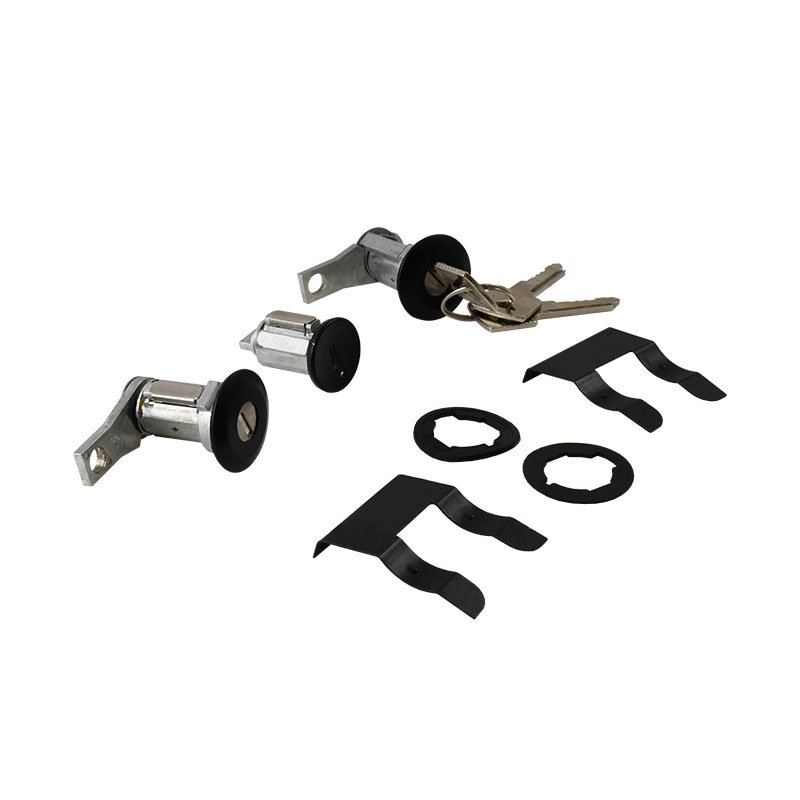 1968-77 Ford Bronco Ignition & Door Lock Cylinder Set w/ Black Bezels