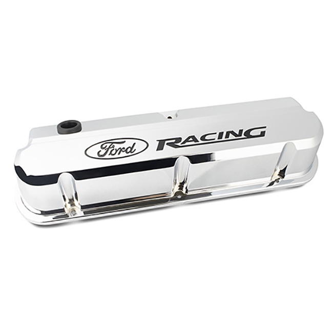 Ford Racing Valve Covers Die-Cast, Chrome Black Emblems