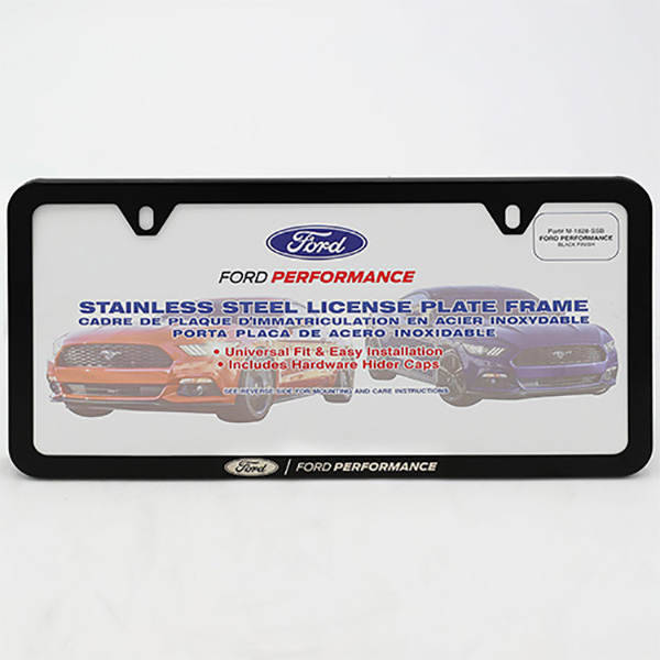 Ford Performance Slim License Plate Frame, Black Stainless Steel