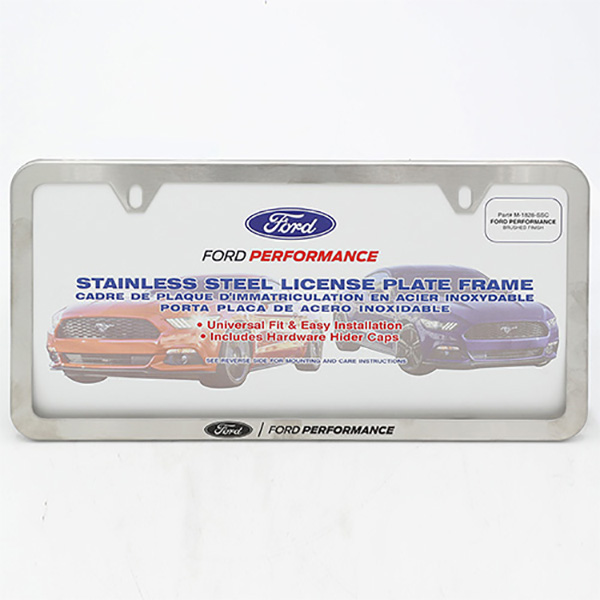 Ford Performance Slim License Plate Frame, Brushed Stainless Steel