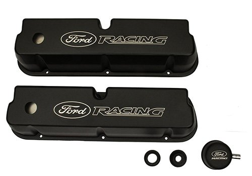 Ford Racing Laser Etched Logo Valve Covers - BLACK SATIN