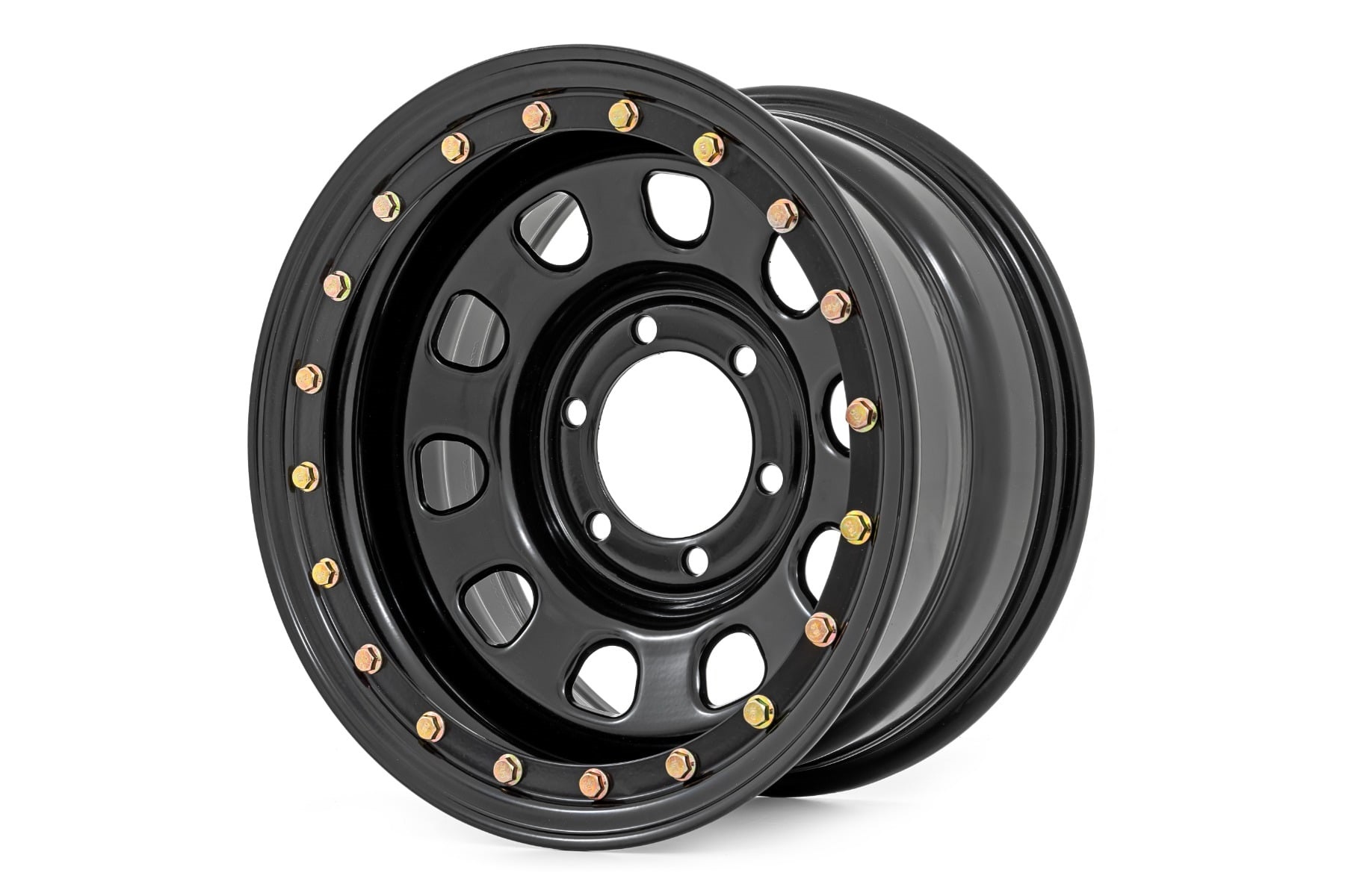 Black Steel Simulated Beadlock Wheel - 15 x 10 Inch - 5 x 4.5 Inch Bolt Pattern