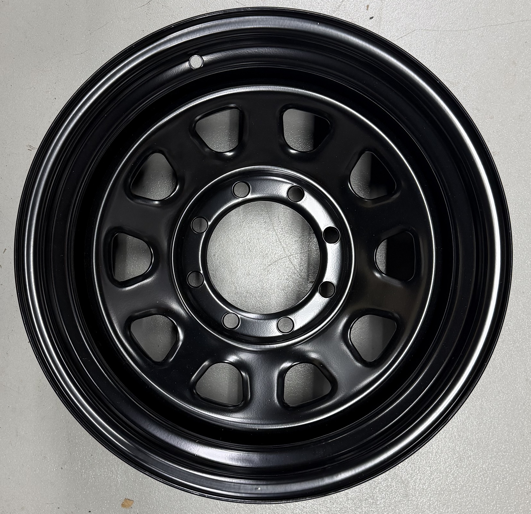 Black Steel Wheel - 16 x 8 Inch - 8 x 6.5 Inch Bolt Pattern